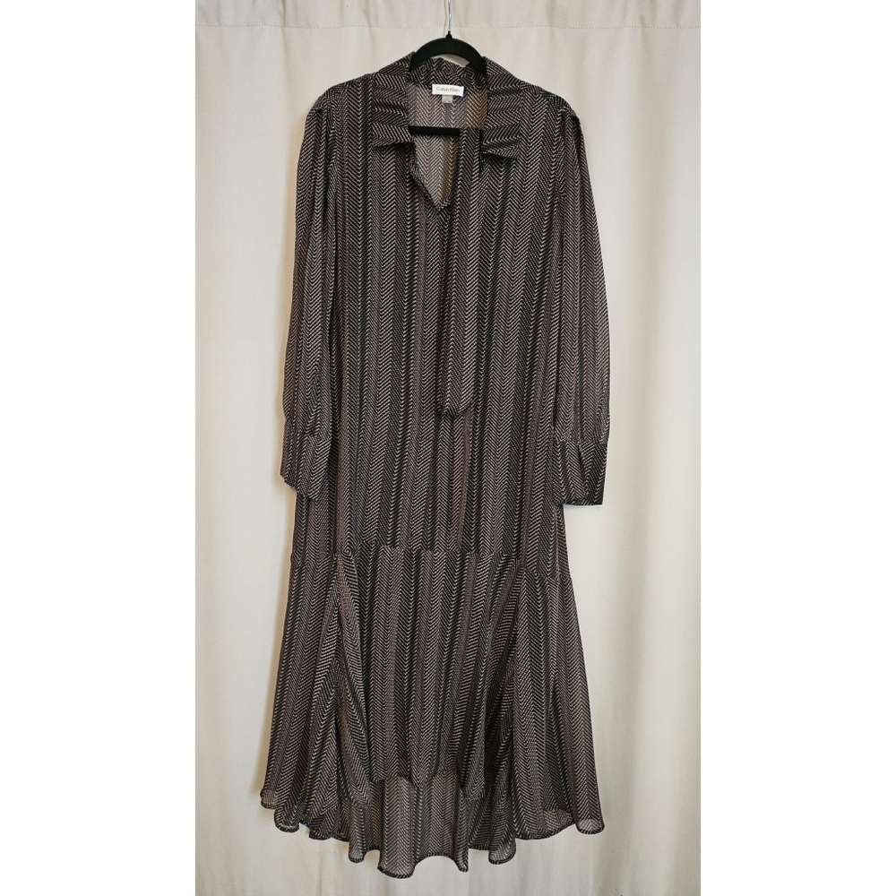 Calvin Klein Black and White Patterned Maxi Dress